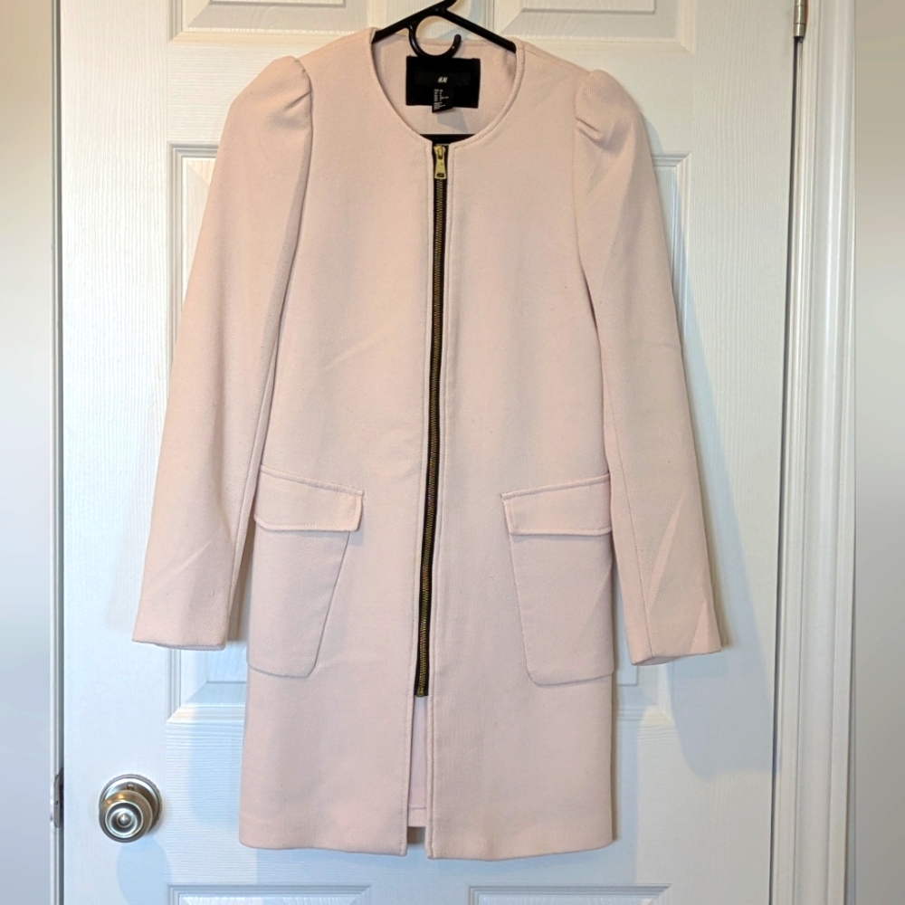Elegant Creamy/Pink Women's Coat